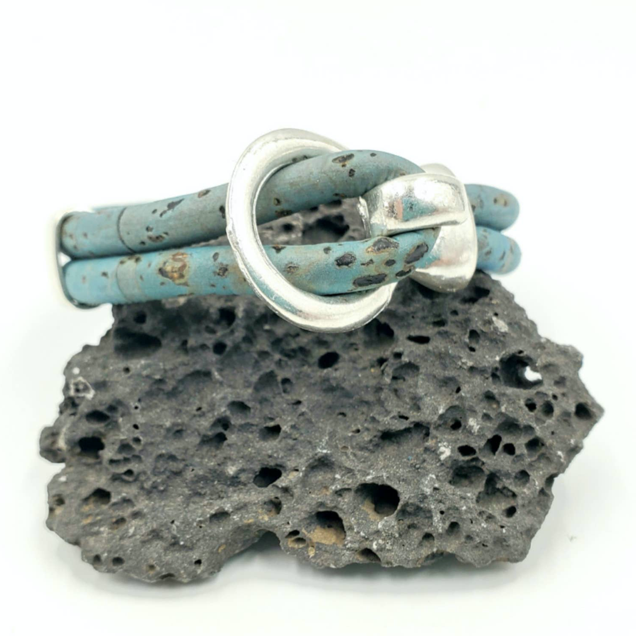 Cork Silver Open Hook Bracelet - Pick Your Color