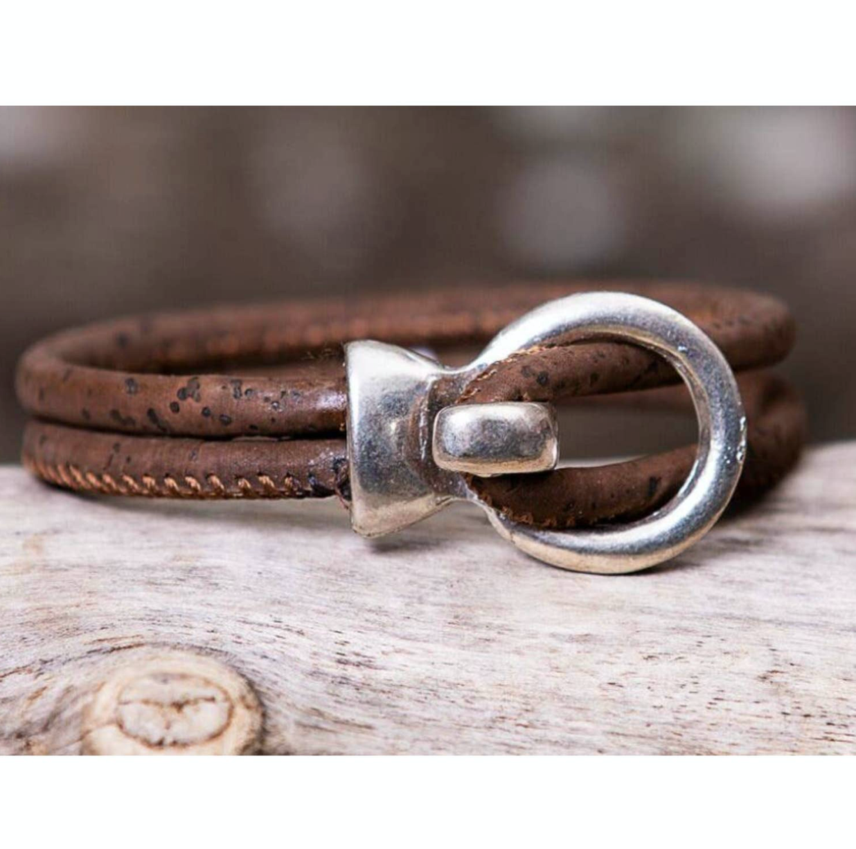 Cork Silver Open Hook Bracelet - Pick Your Color