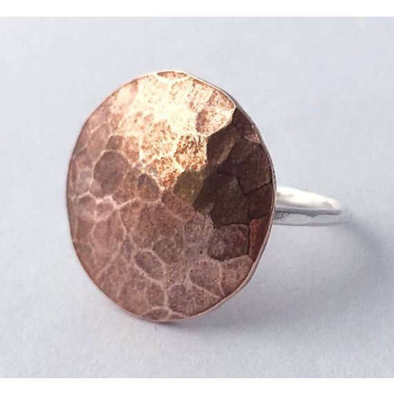 Full Moon Ring - Hammered Copper